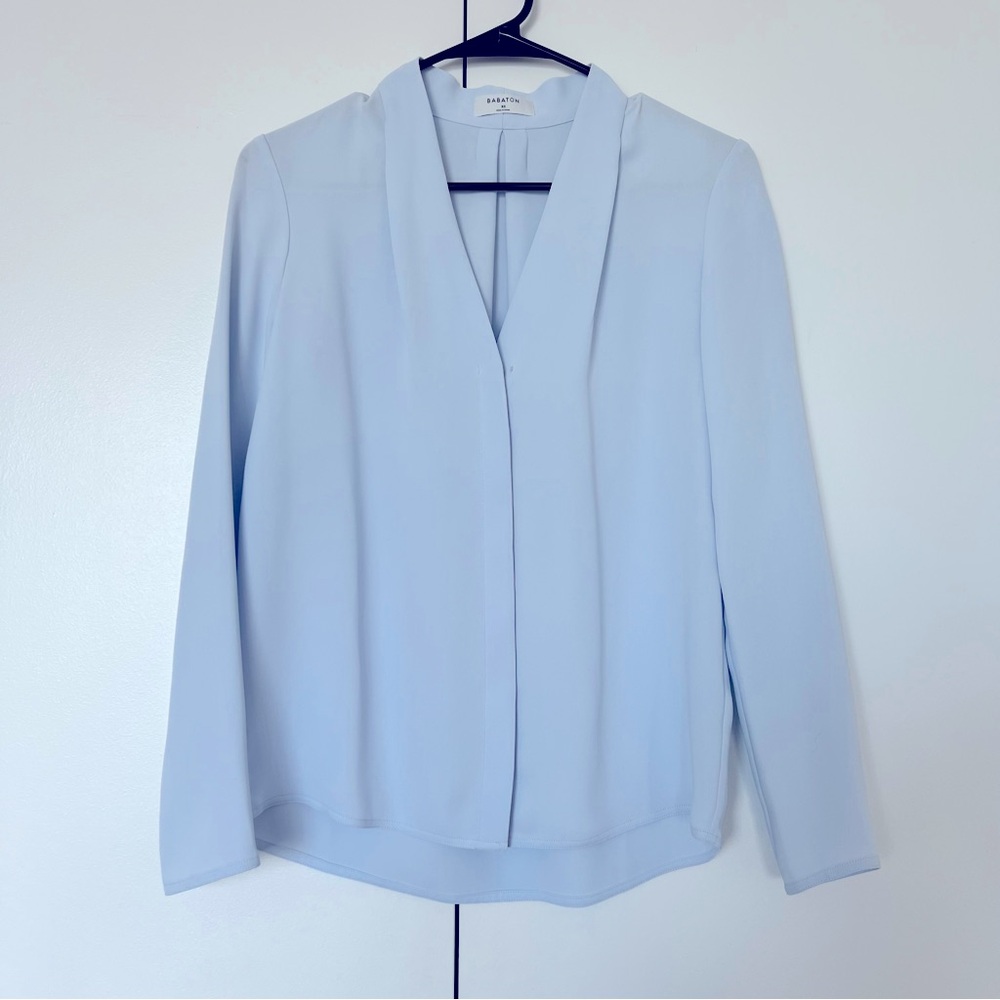 Babaton (Aritzia) Power Blouse (Sky Blue, XS)